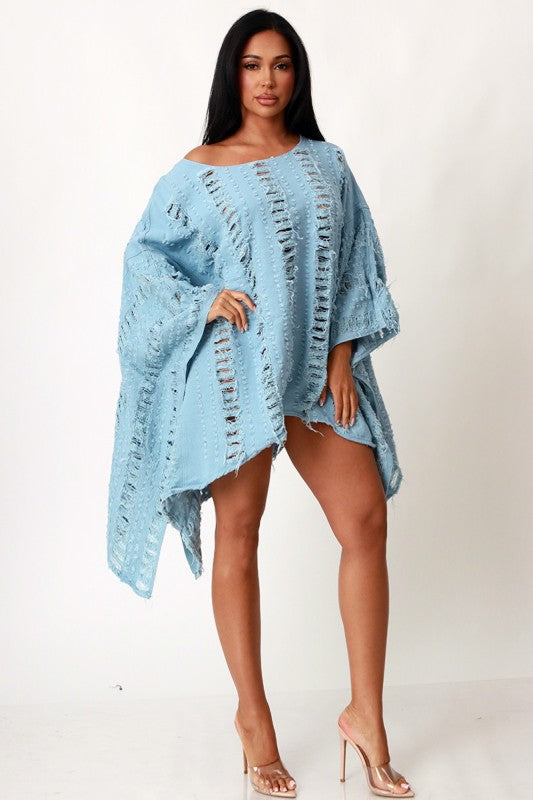 CLASSY GIRL DENIM MOCK DRESS IN BLUE