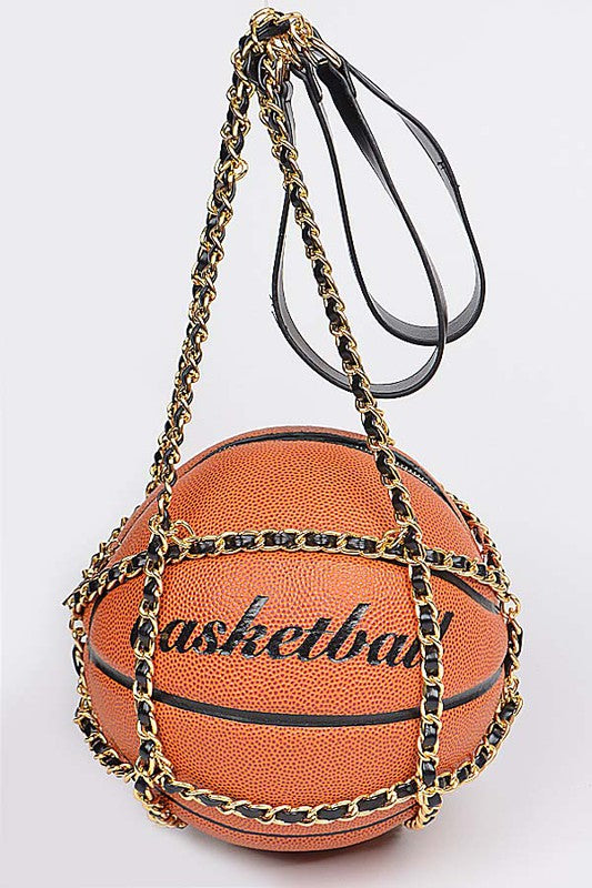 Basketball purse w/gold chain